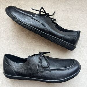 Born Black Pebble Leather Casual Walking Shoes Women 9 M Lace Up Comfort Classic